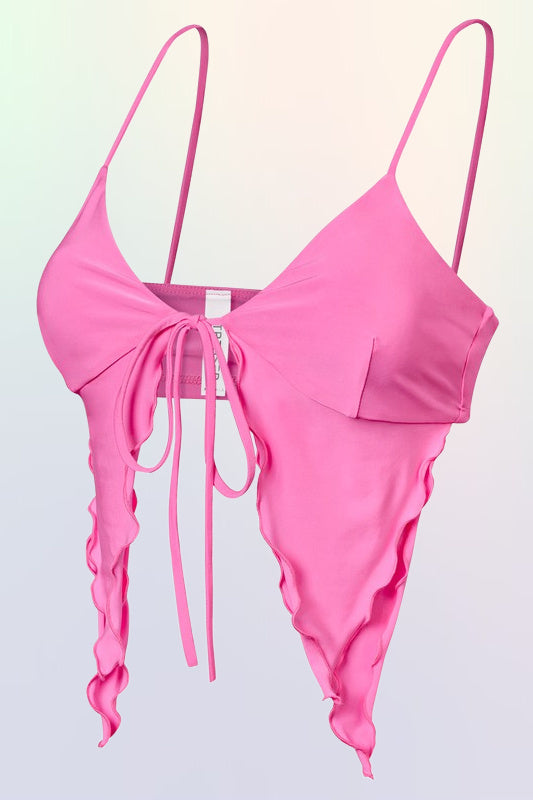 Ruffle Front Tie Crop Top